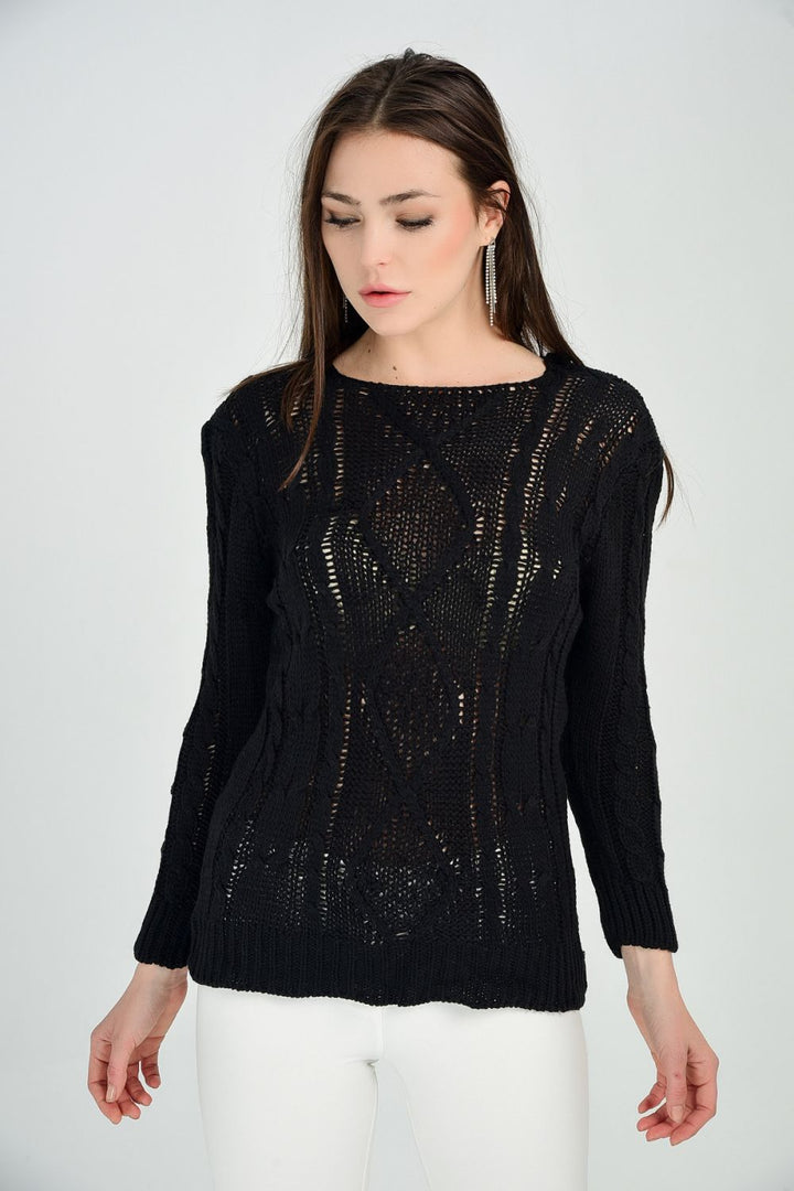 SNS Black pool neck baklava pattern with braided sides. - Santa Cruz Xoxocotlán