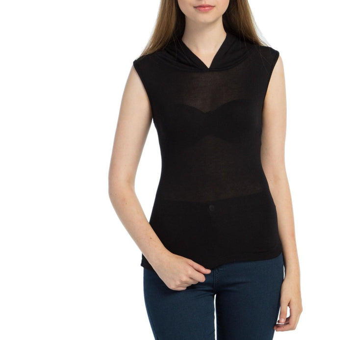 SNS Sense Black Hooded Bird Eye Detailed Blouse - Poltava