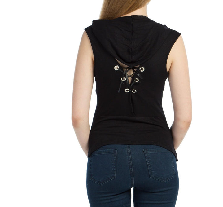 SNS Sense Black Hooded Bird Eye Detailed Blouse - Poltava