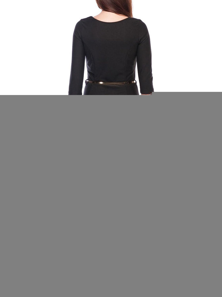 SNS Sense Black Half Arm Patchwork Sweater Steel Dress - Metz