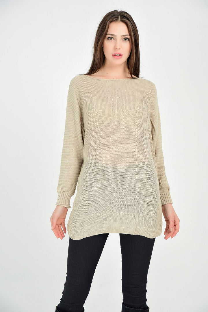 SNS Sense Vizon Kayıkyaka Link Knitted Batwing Sleeve Sweater - Bellevue