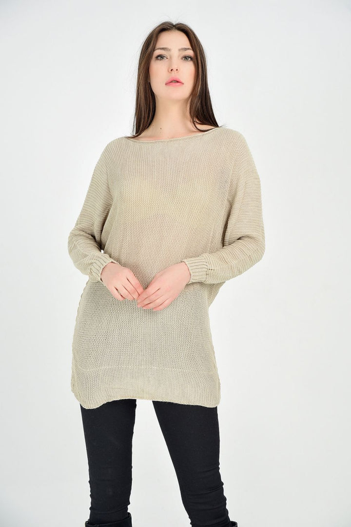 SNS Sense Vizon Kayıkyaka Link Knitted Batwing Sleeve Sweater - Bellevue