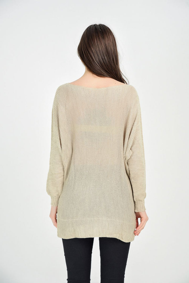 SNS Sense Vizon Kayıkyaka Link Knitted Batwing Sleeve Sweater - Bellevue