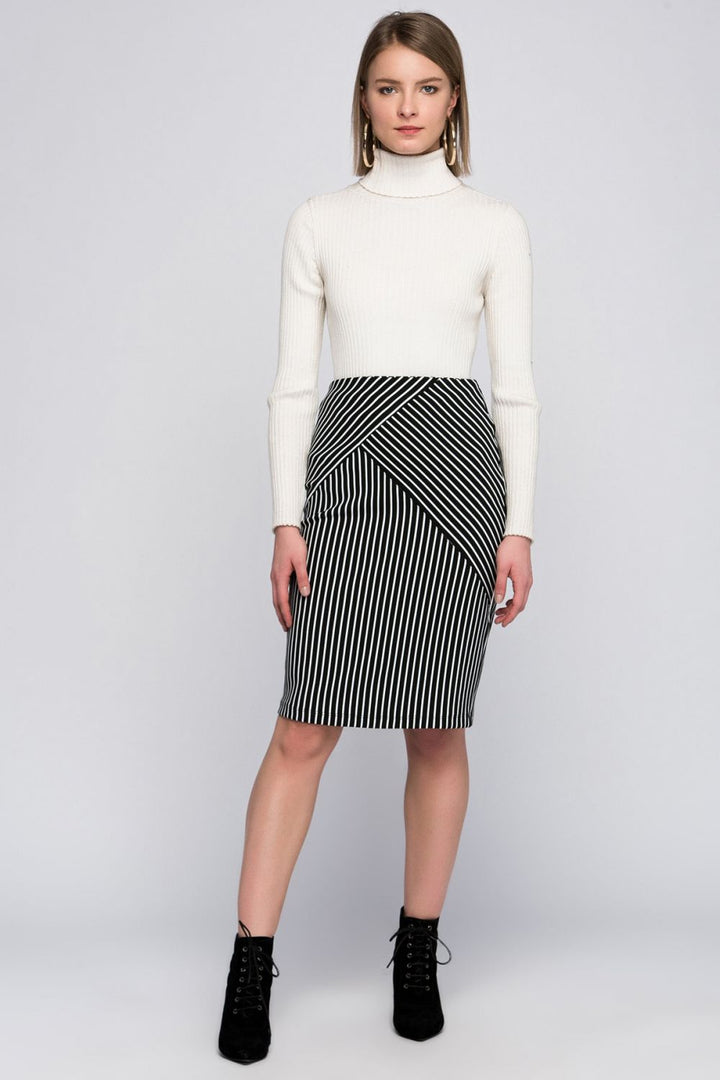 SNS Sense Black and White Striped Pencil Skirt - El Dorado