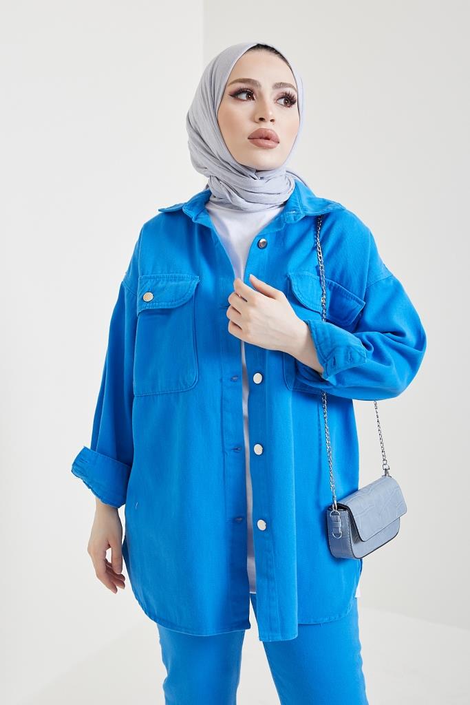 BNG Women Jacket Pants Hijab Two-Piece Denim Suit Saks - Clermont