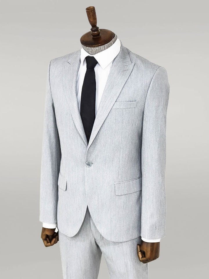 WSS 2 Piece Plain Slim Fit Light Grey Men Suit  - Singen