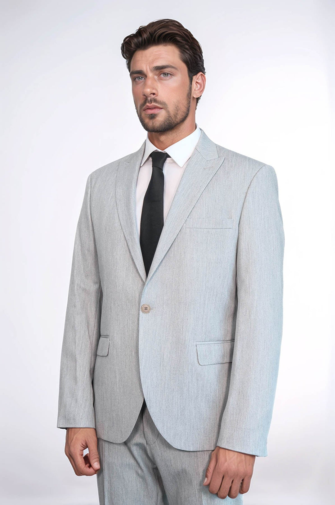 WSS 2 Piece Plain Slim Fit Light Grey Men Suit  - Innisfil