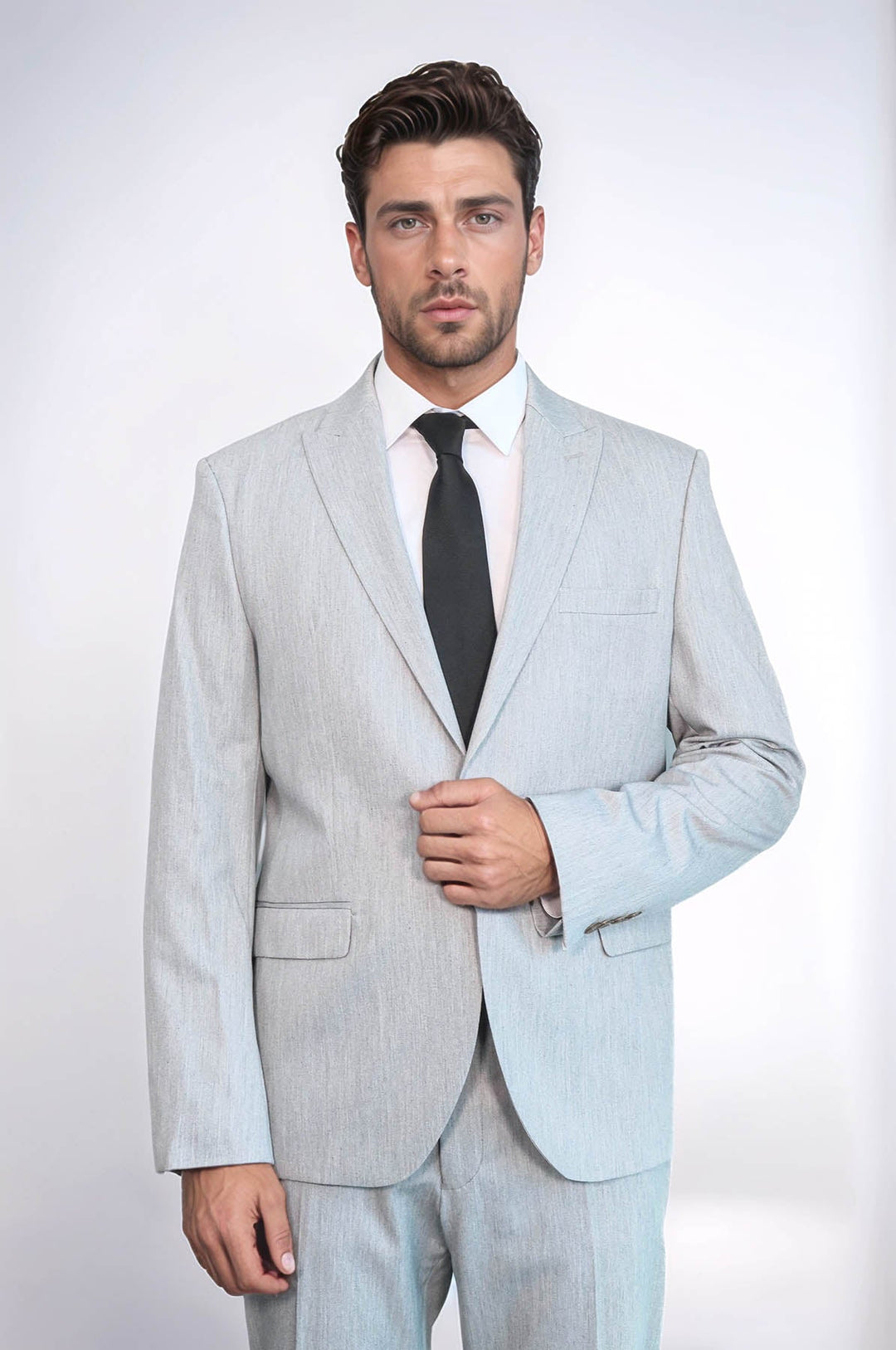 WSS 2 Piece Plain Slim Fit Light Grey Men Suit  - Innisfil