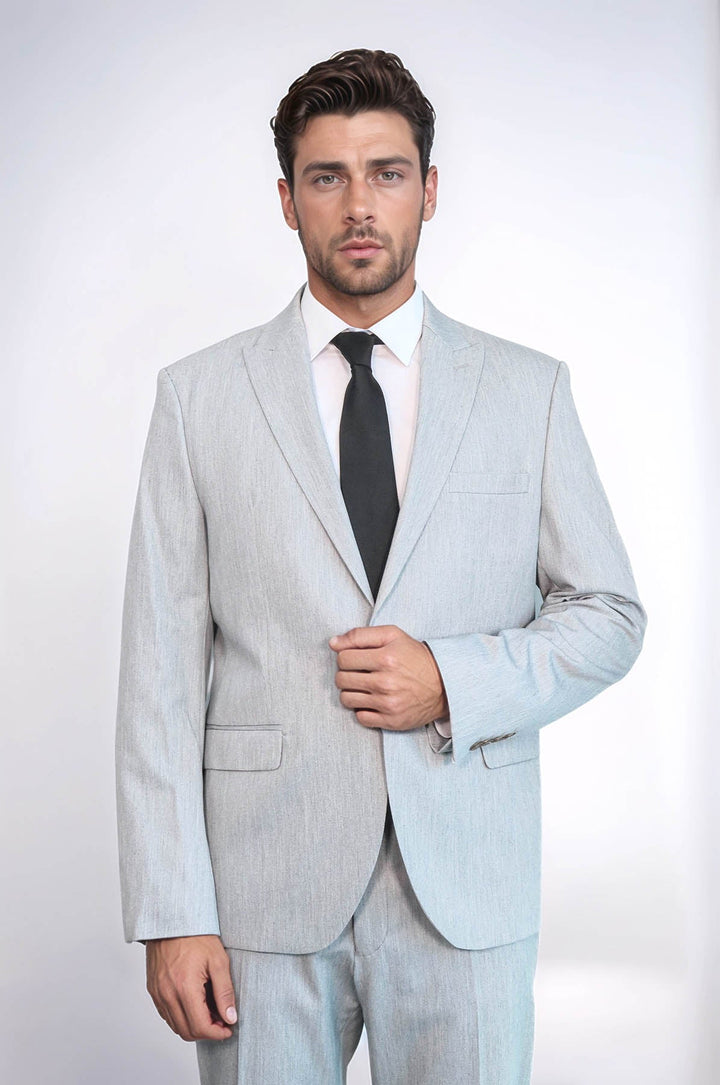 WSS 2 Piece Plain Slim Fit Light Grey Men Suit  - Innisfil