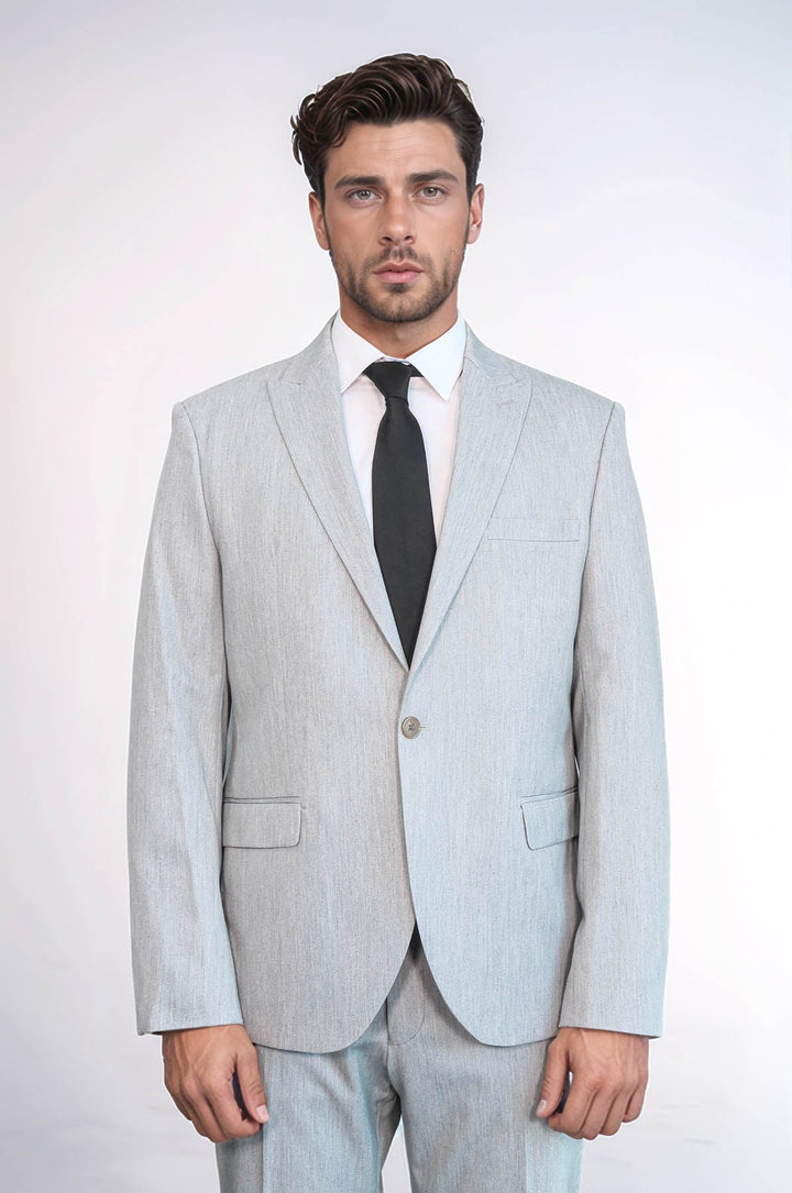 WSS 2 Piece Plain Slim Fit Light Grey Men Suit  - Innisfil