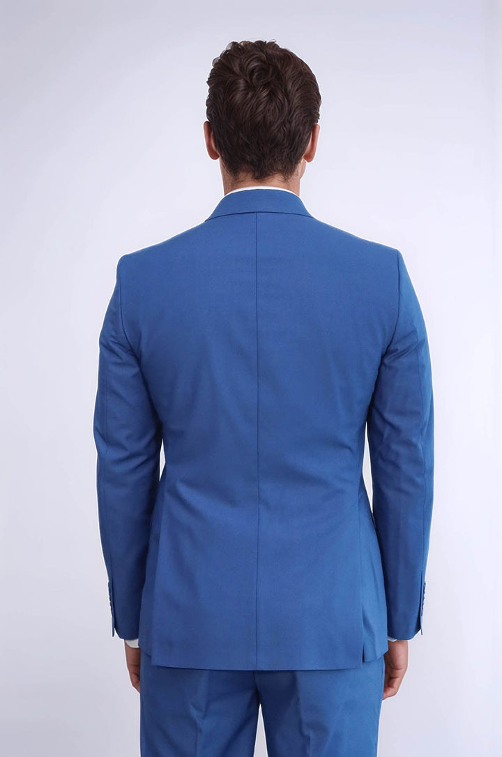 WSS Wide Peak Lapel Striped Slim Fit Blue Men Double-Breasted Suit  - Torrington