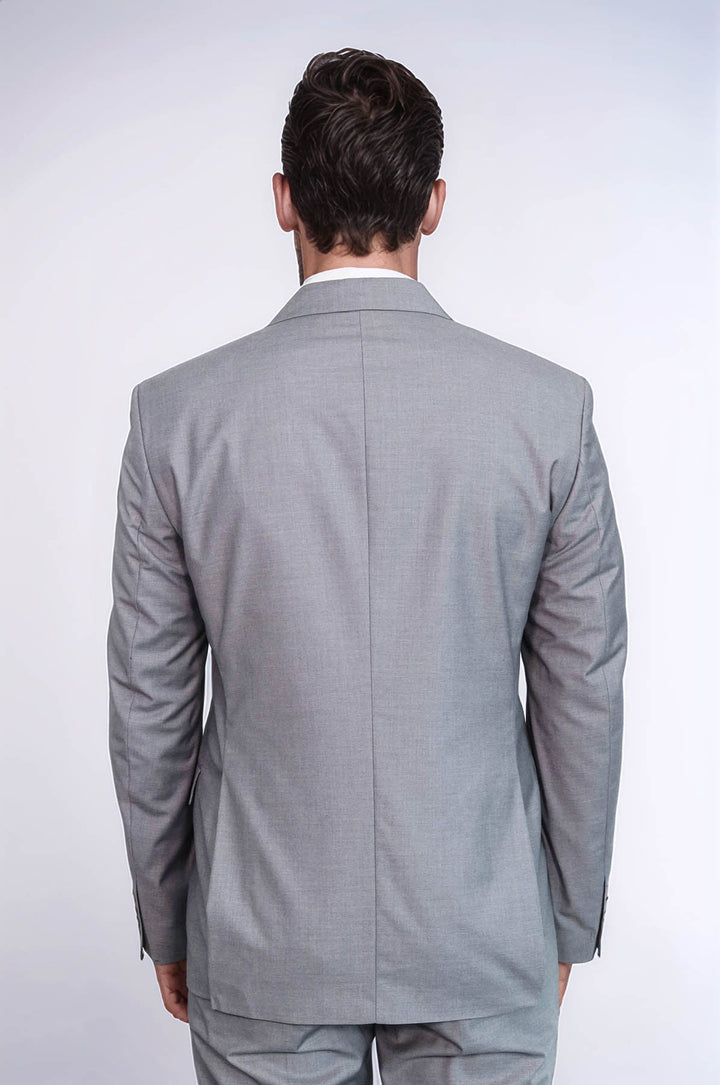 WSS Wide Peak Lapel Striped Slim Fit Gray Men Double-Breasted Suit  - Datteln