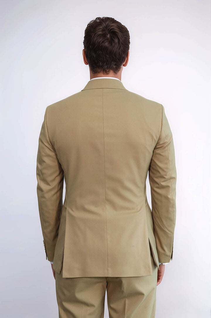 WSS Wide Peak Collar Slim Fit Cream Men Double-Breasted Suit  - Veghel