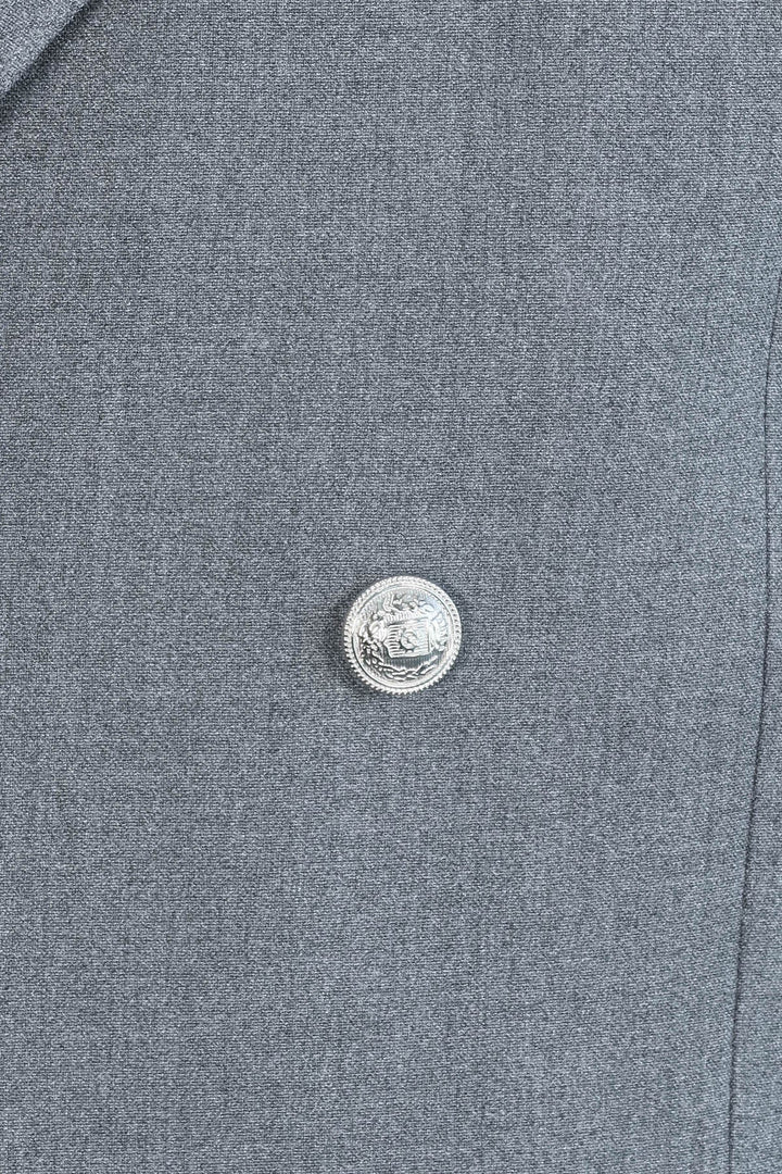 WSS Slim Fit Double-Breasted Grey Men’s Suit with Silver-Tone Metal Buttons –  - Pallíni