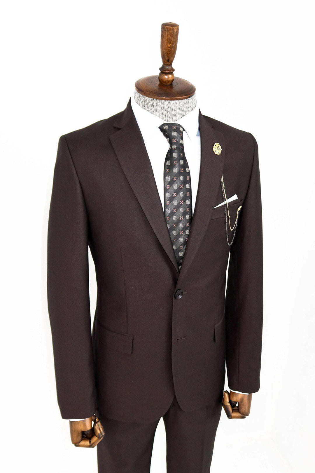 WSS 2 Buttons 2 Piece Brown Men Suit  - Schweinfurt