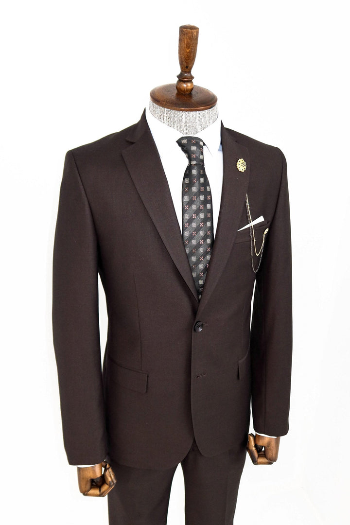 WSS 2 Buttons 2 Piece Brown Men Suit  - Schweinfurt