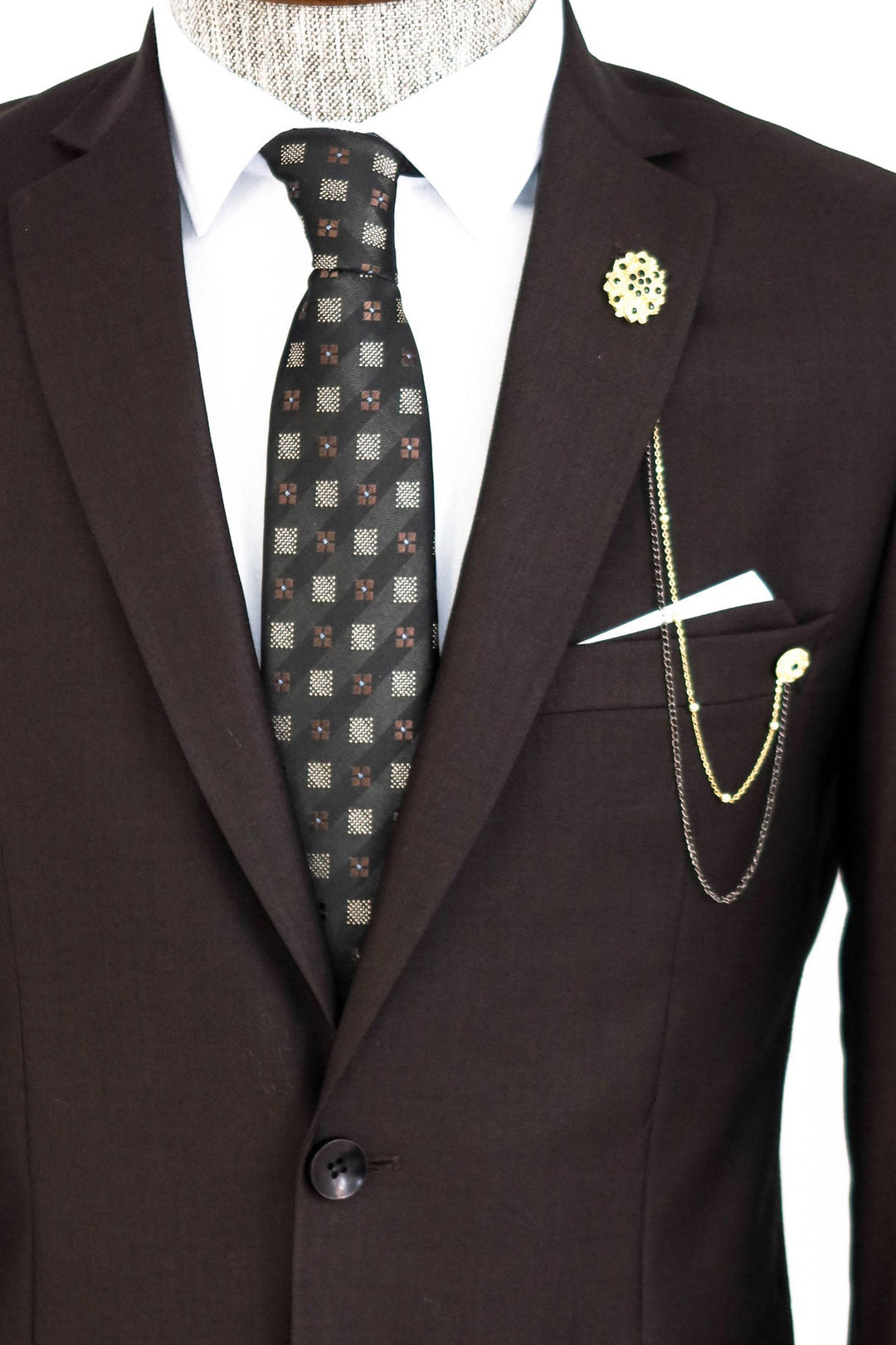 WSS 2 Buttons 2 Piece Brown Men Suit  - Schweinfurt