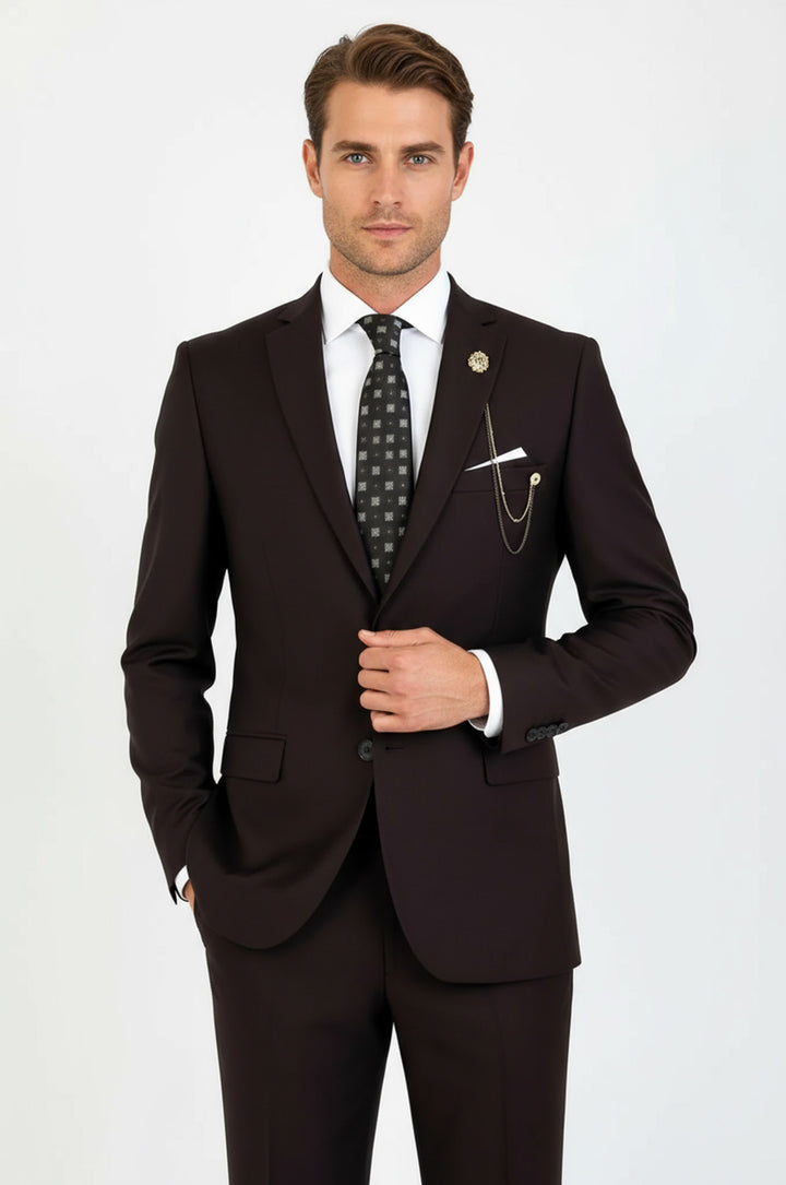 WSS 2 Buttons 2 Piece Brown Men Suit  - St. Cloud