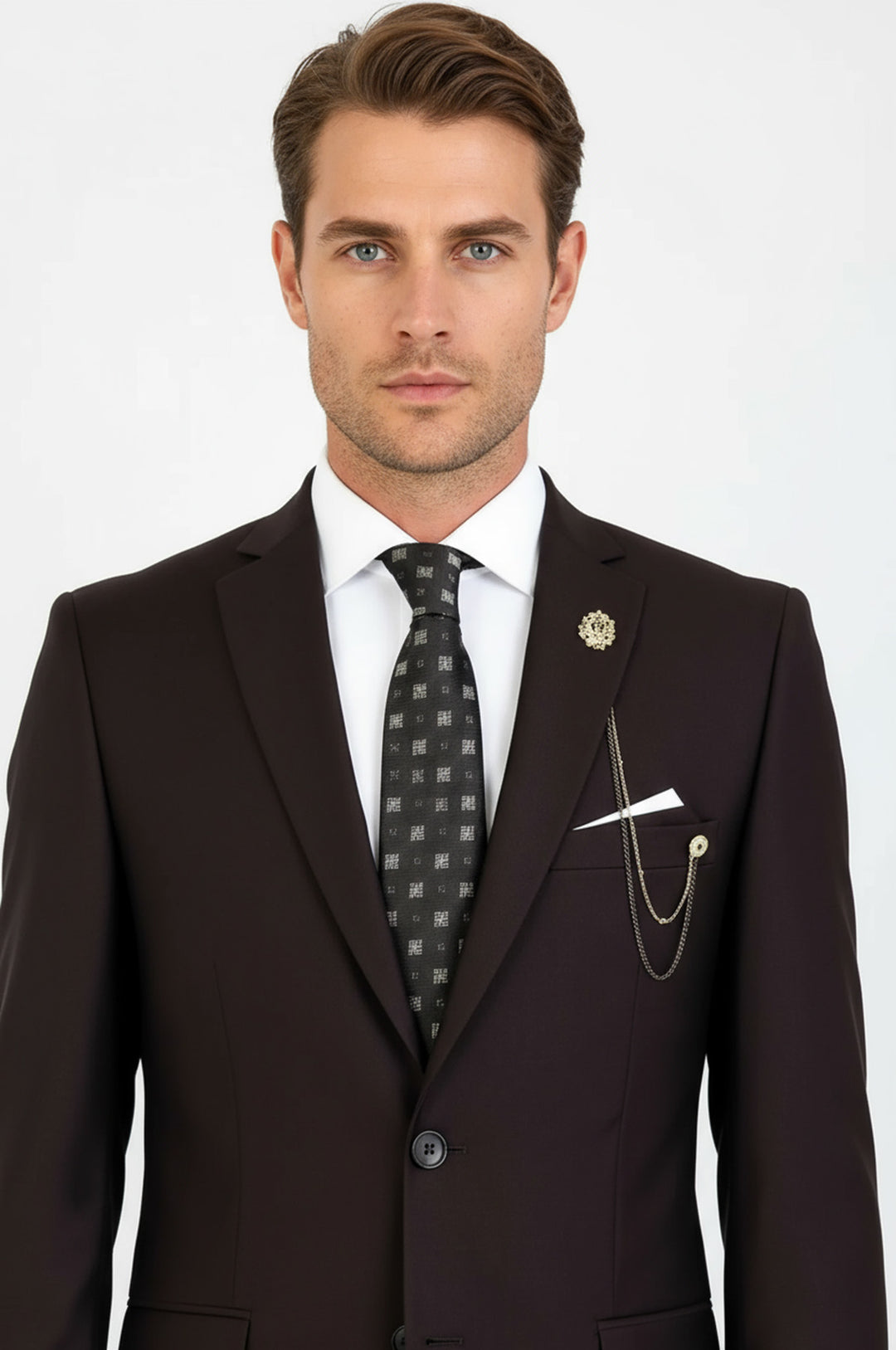 WSS 2 Buttons 2 Piece Brown Men Suit  - St. Cloud