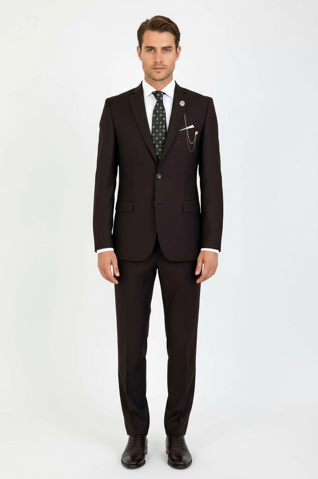 WSS 2 Buttons 2 Piece Brown Men Suit  - St. Cloud