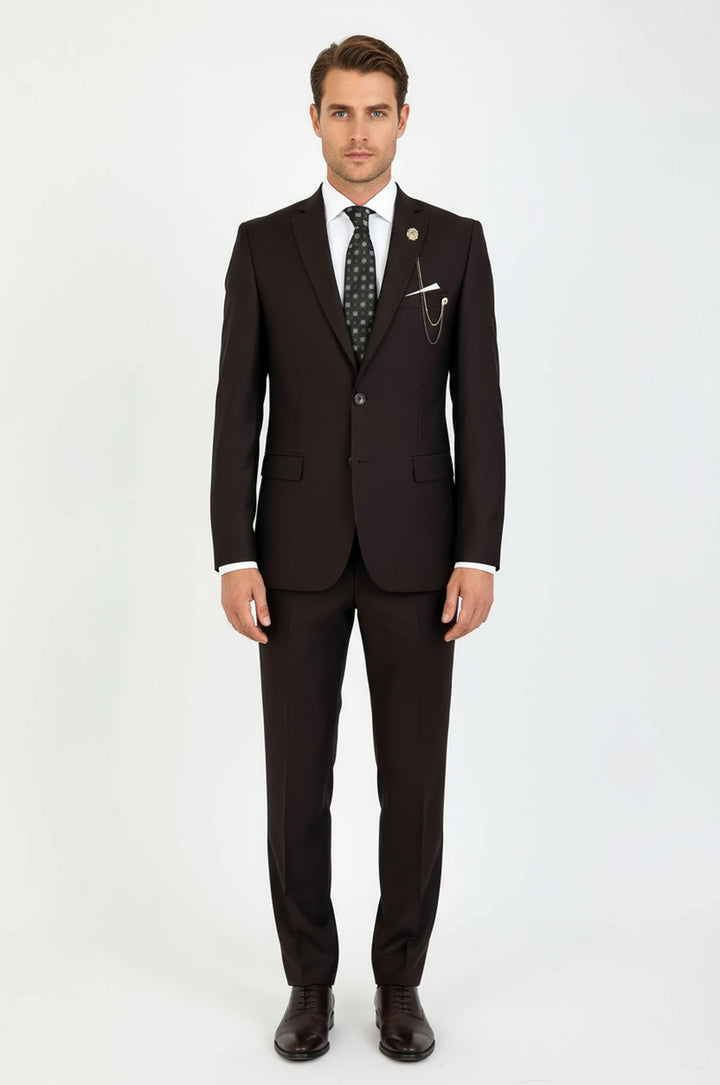 WSS 2 Buttons 2 Piece Brown Men Suit  - St. Cloud