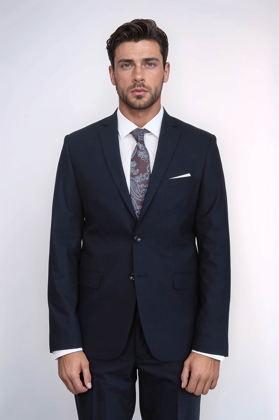 WSS 2 Buttons 2 Piece Navy Blue Men Suit  - Brentwood