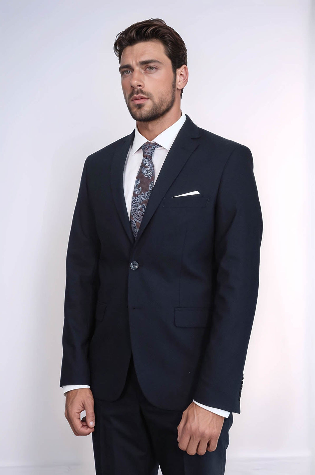 WSS 2 Buttons 2 Piece Navy Blue Men Suit  - Brentwood