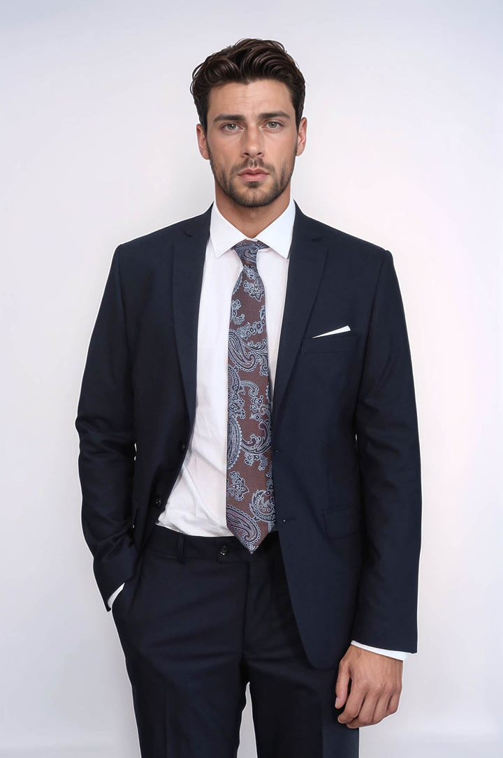 WSS 2 Buttons 2 Piece Navy Blue Men Suit  - Brentwood