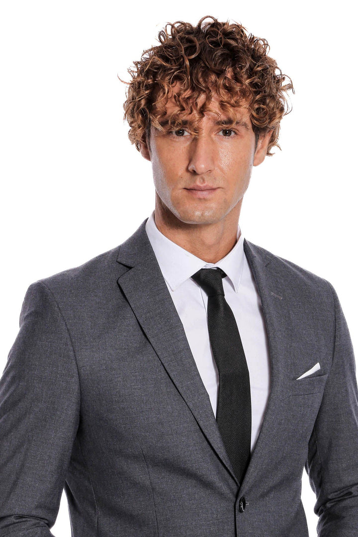 WSS 2 Buttons 2 Piece Grey Men Suit  - Cuautepec de Hinojosa
