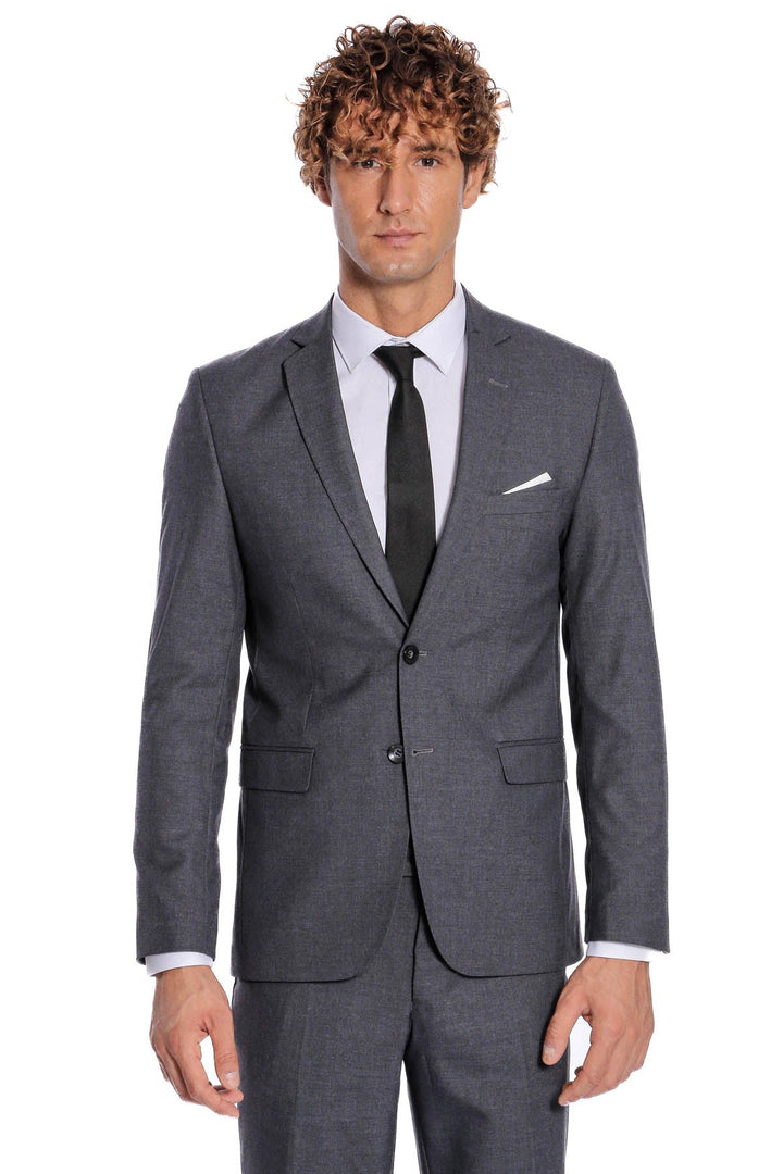WSS 2 Buttons 2 Piece Grey Men Suit  - Cuautepec de Hinojosa