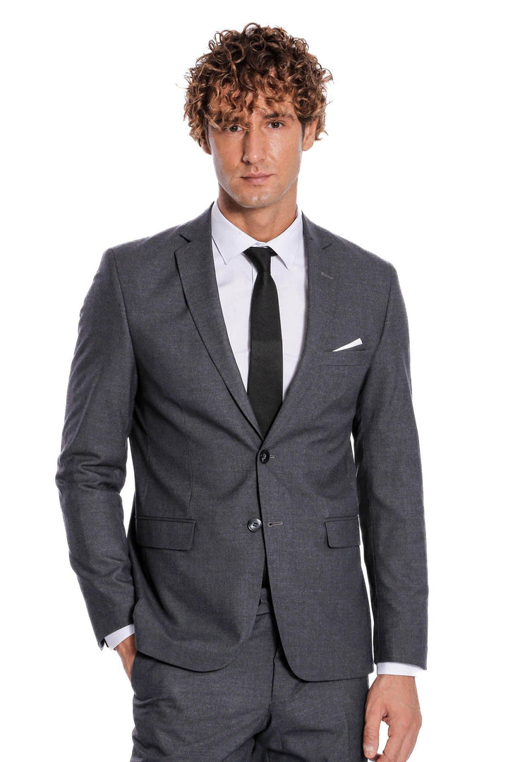 WSS 2 Buttons 2 Piece Grey Men Suit  - Cuautepec de Hinojosa