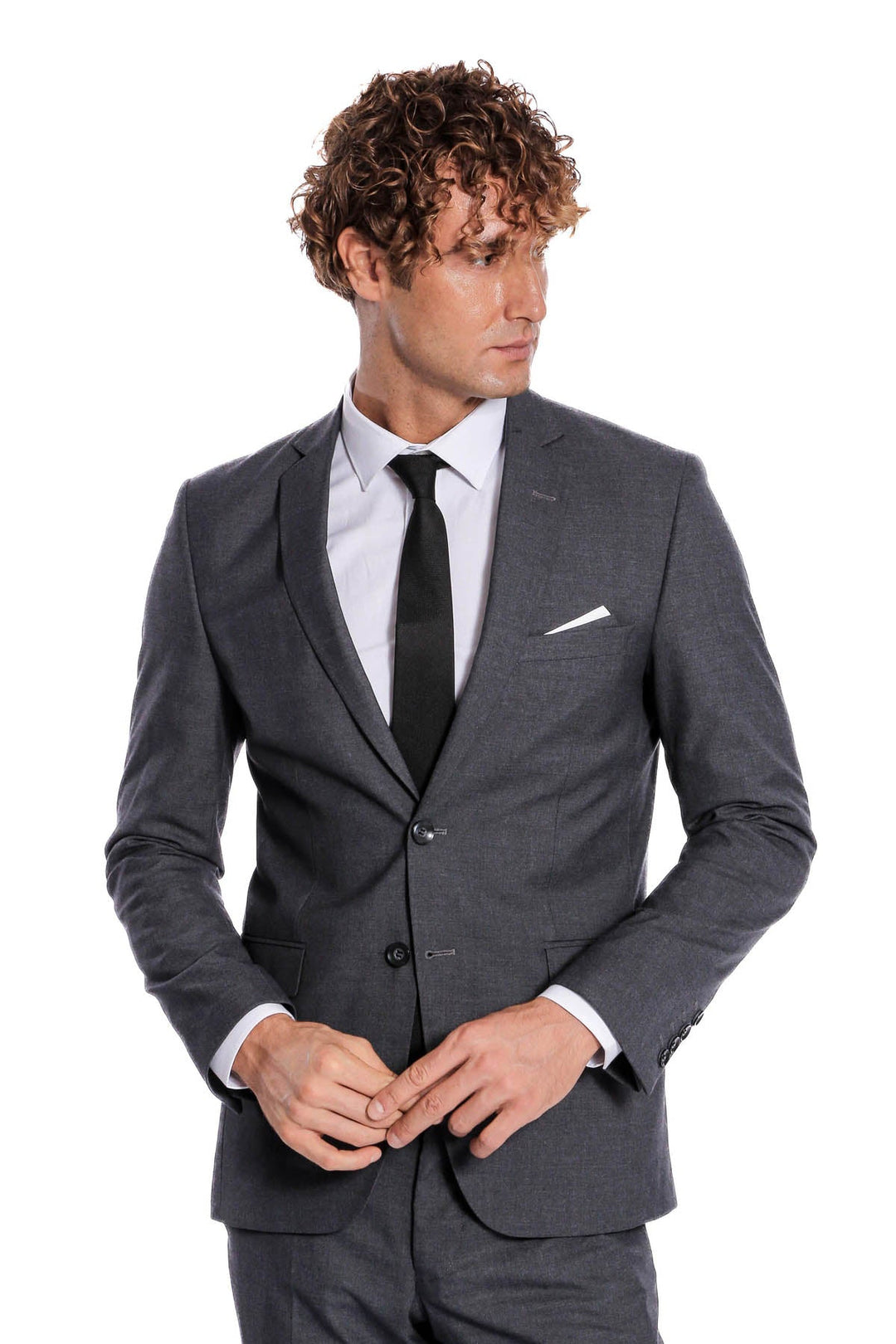 WSS 2 Buttons 2 Piece Grey Men Suit  - Cuautepec de Hinojosa