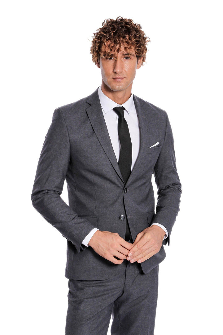WSS 2 Buttons 2 Piece Grey Men Suit  - Cuautepec de Hinojosa