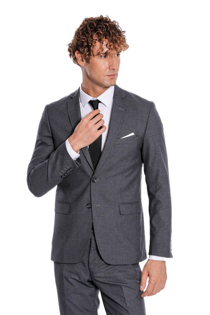 WSS 2 Buttons 2 Piece Grey Men Suit  - Cuautepec de Hinojosa