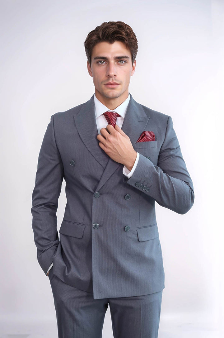 WSS Classic Pinstripe Double Breasted Men's Taupe Suit  - Kirchheim unter Teck