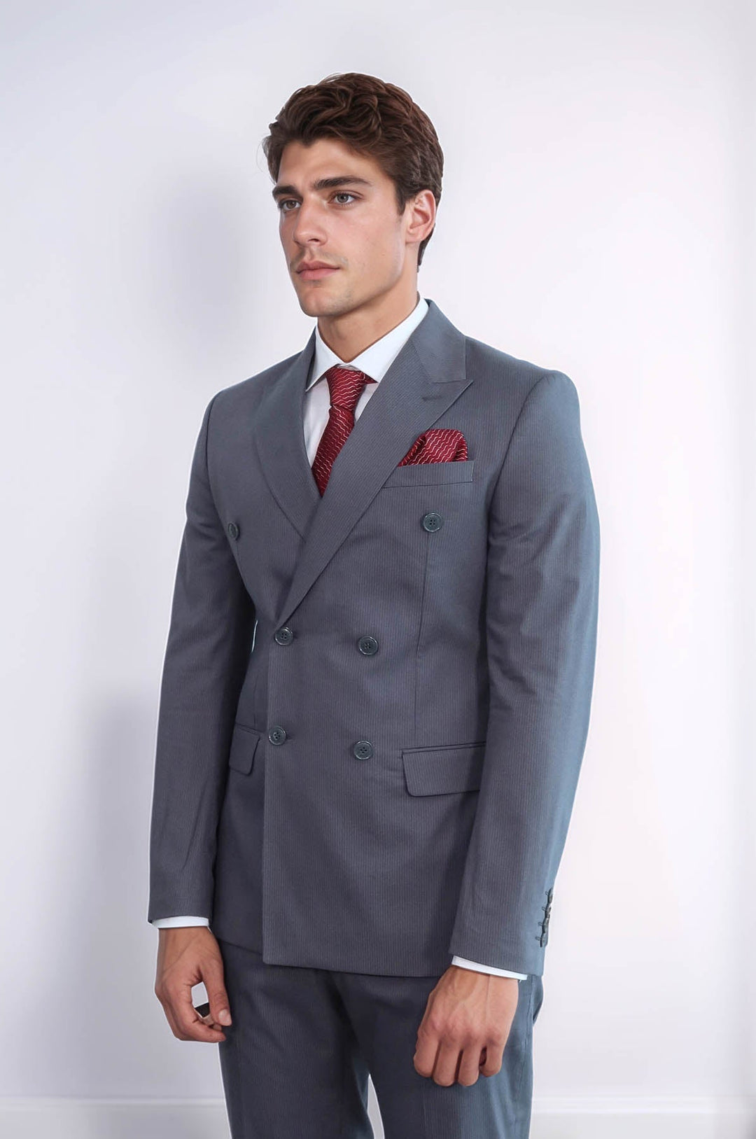 WSS Classic Pinstripe Double Breasted Men's Taupe Suit  - Kirchheim unter Teck