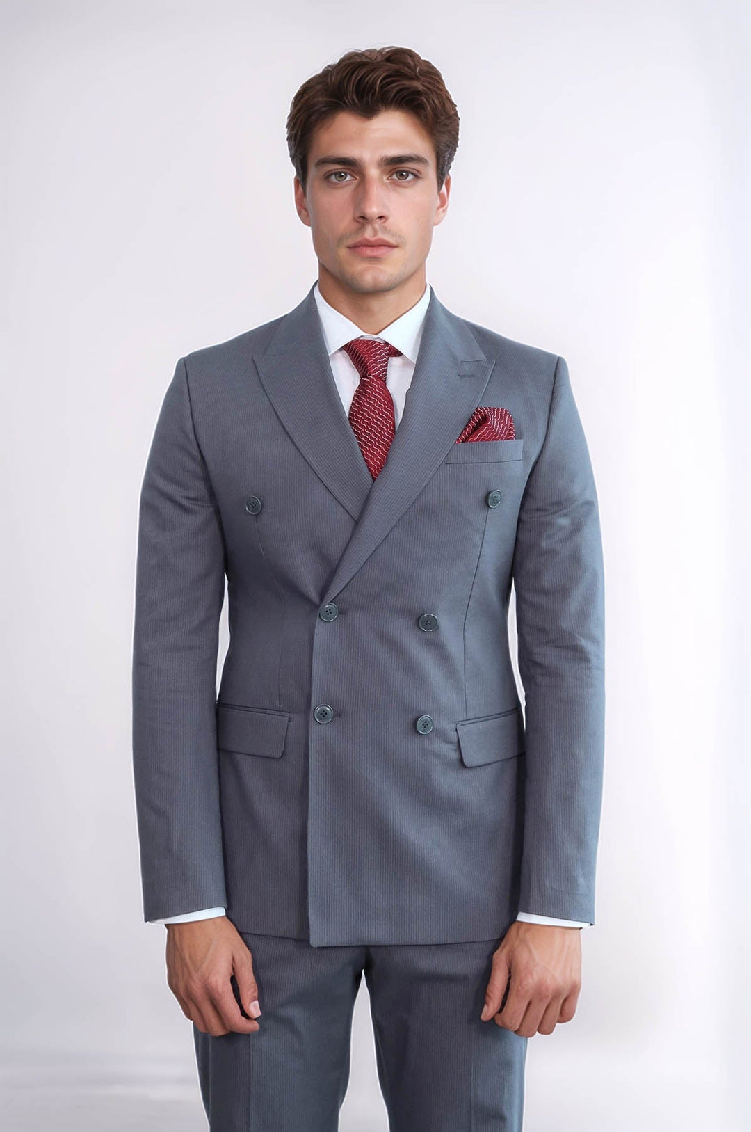 WSS Classic Pinstripe Double Breasted Men's Taupe Suit  - Kirchheim unter Teck
