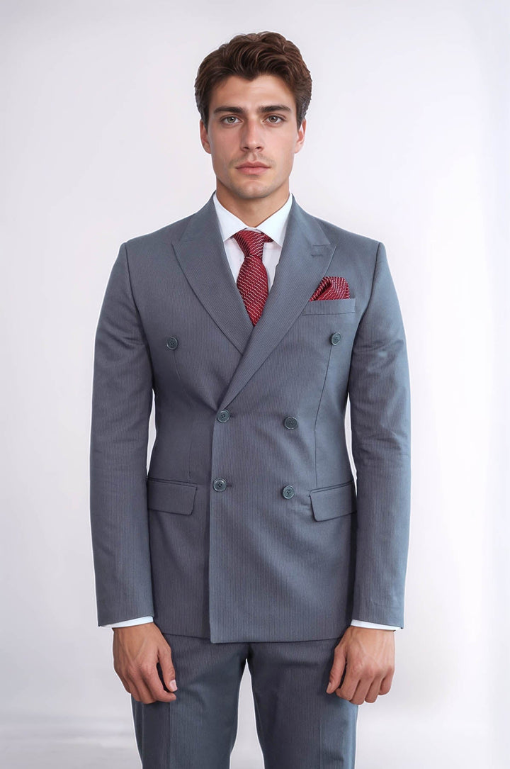 WSS Classic Pinstripe Double Breasted Men's Taupe Suit  - Kirchheim unter Teck