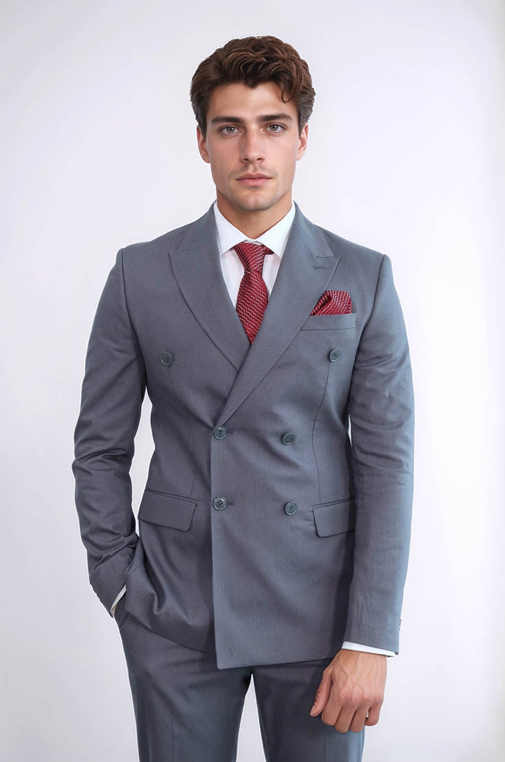 WSS Classic Pinstripe Double Breasted Men's Taupe Suit  - Kirchheim unter Teck