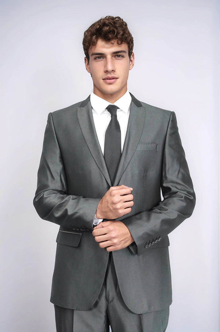 WSS Shiny Anthracite Men's Suit  - Council Bluffs