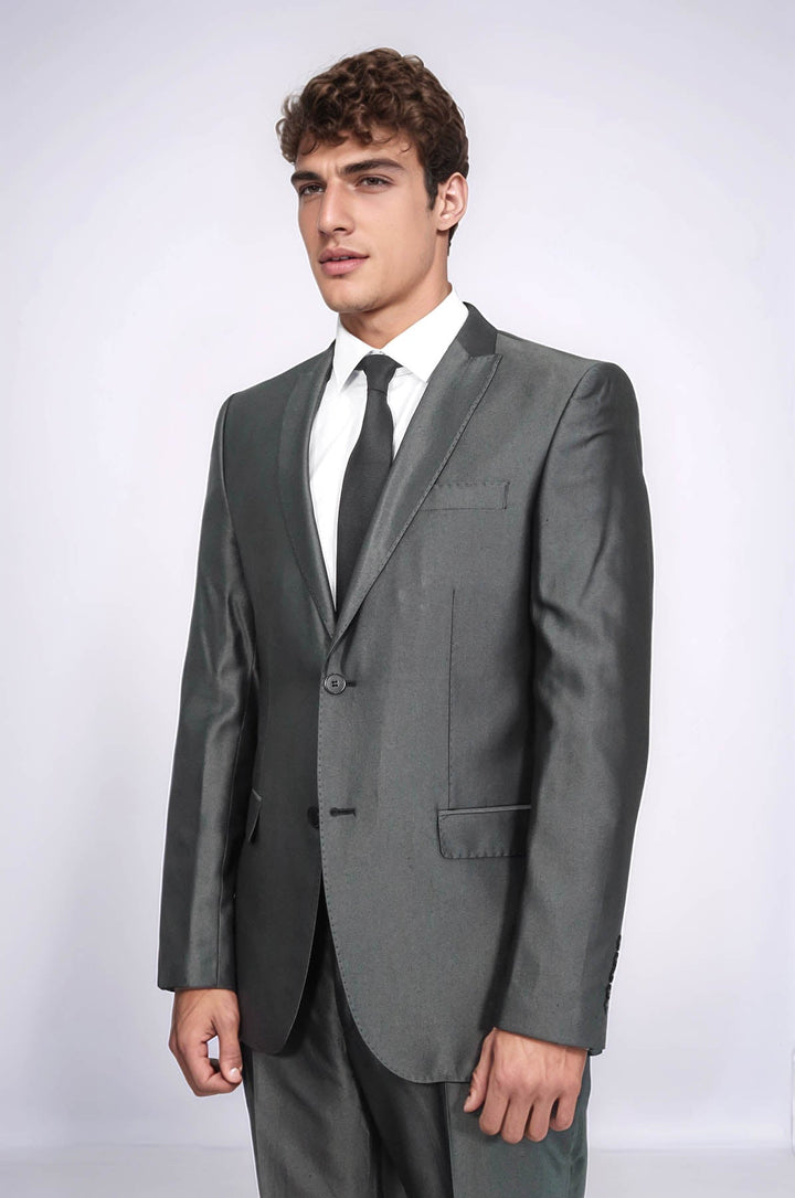 WSS Shiny Anthracite Men's Suit  - Council Bluffs