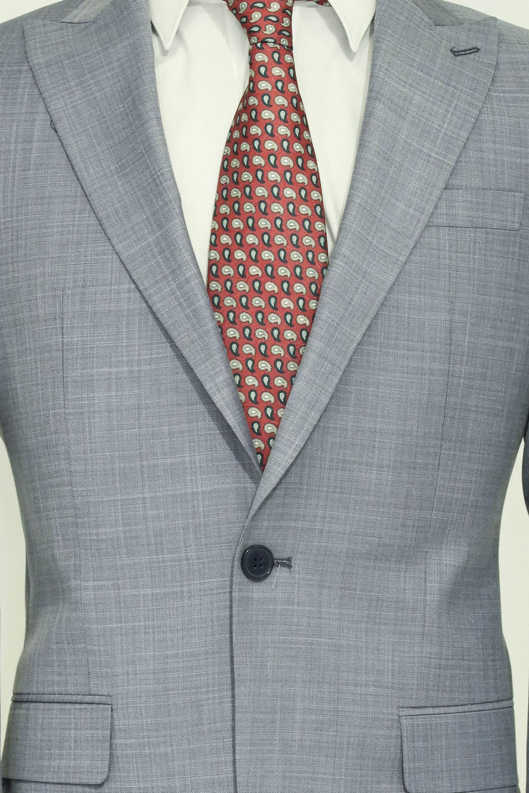 WSS Two Piece Slim Fit Single Button Grey Blue Men Suit  - Singen