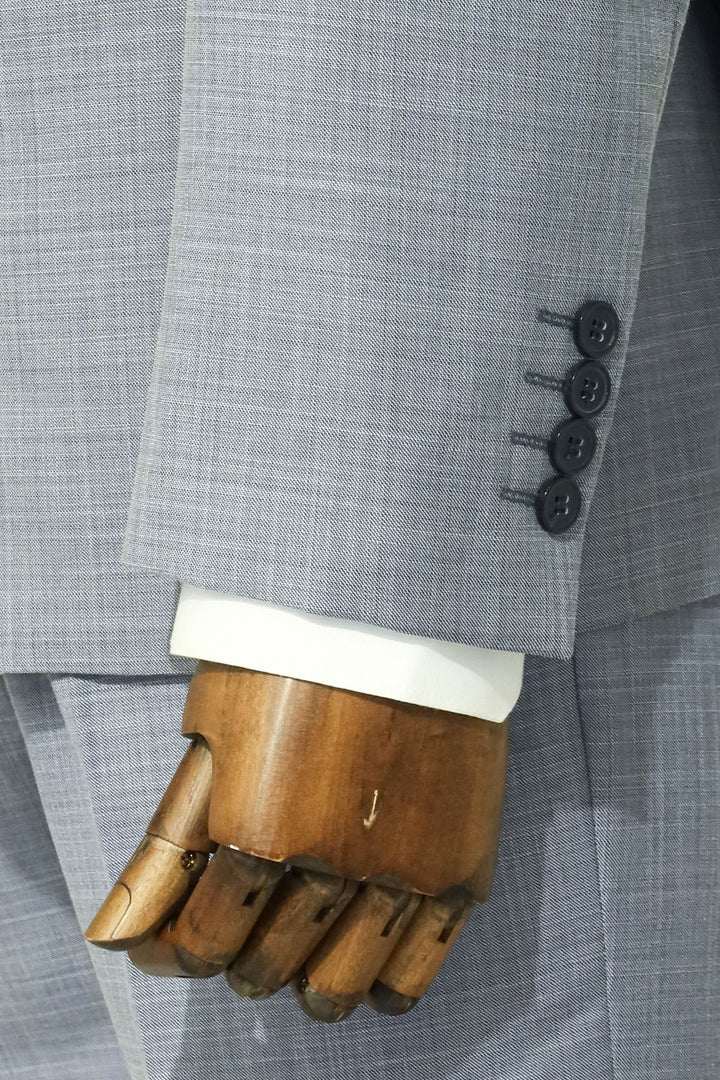 WSS Two Piece Slim Fit Single Button Grey Blue Men Suit  - Singen