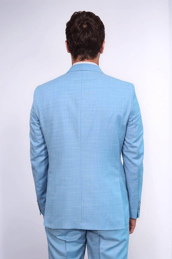 WSS Two Piece Slim Fit Single Button Light Blue Men Suit  - Perth