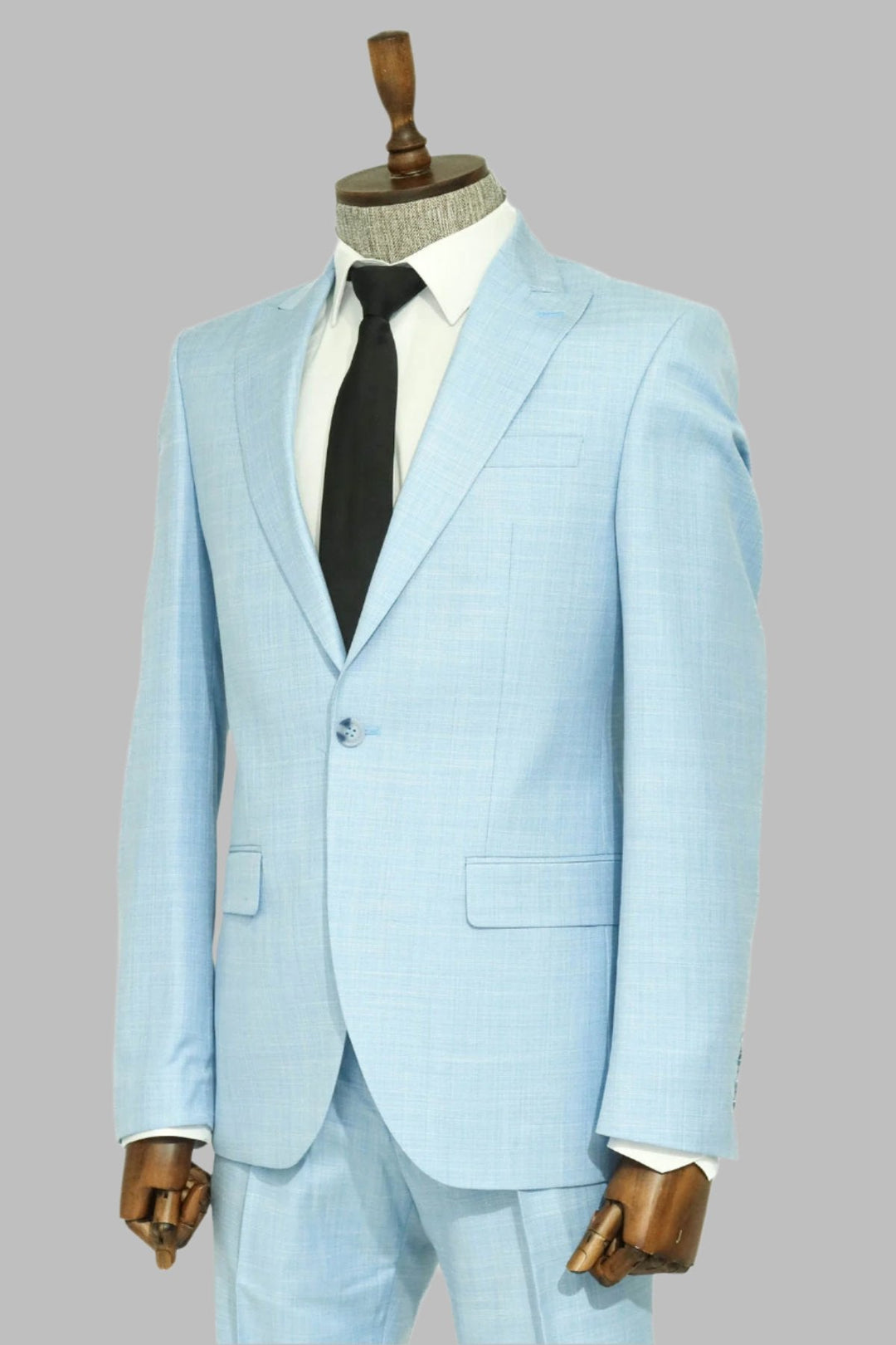 WSS Two Piece Slim Fit Single Button Light Blue Men Suit  - Singen