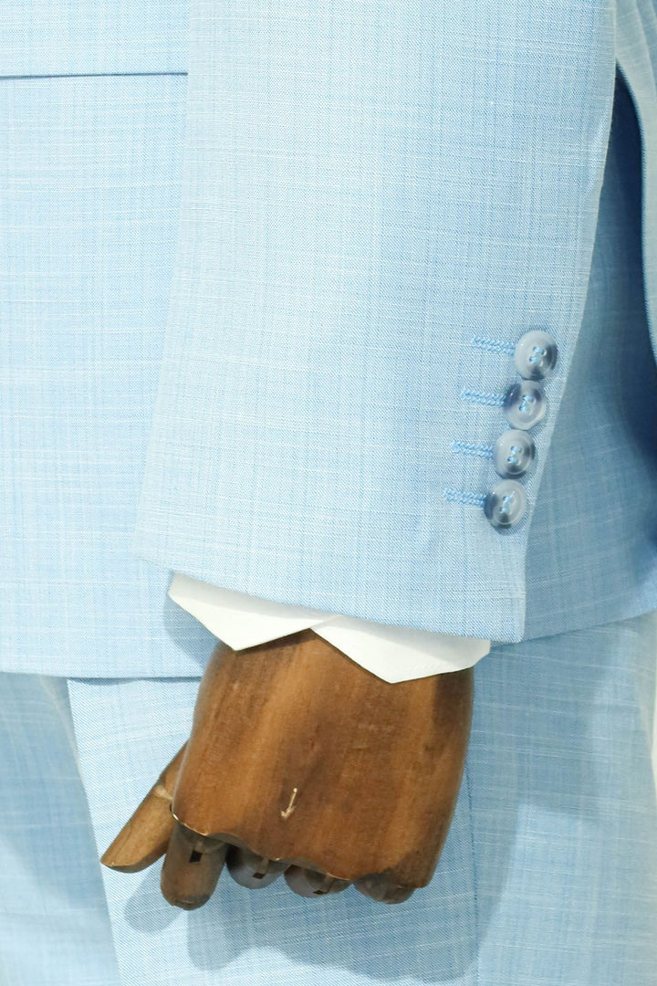 WSS Two Piece Slim Fit Single Button Light Blue Men Suit  - Singen