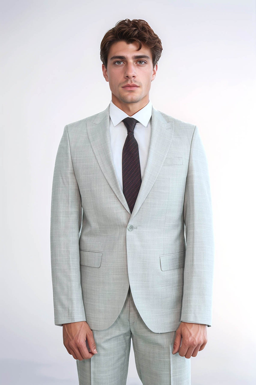 WSS Two Piece Slim Fit Single Button Light Grey Men Suit  - Mansfield