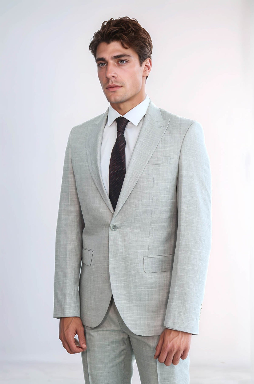 WSS Two Piece Slim Fit Single Button Light Grey Men Suit  - Mansfield