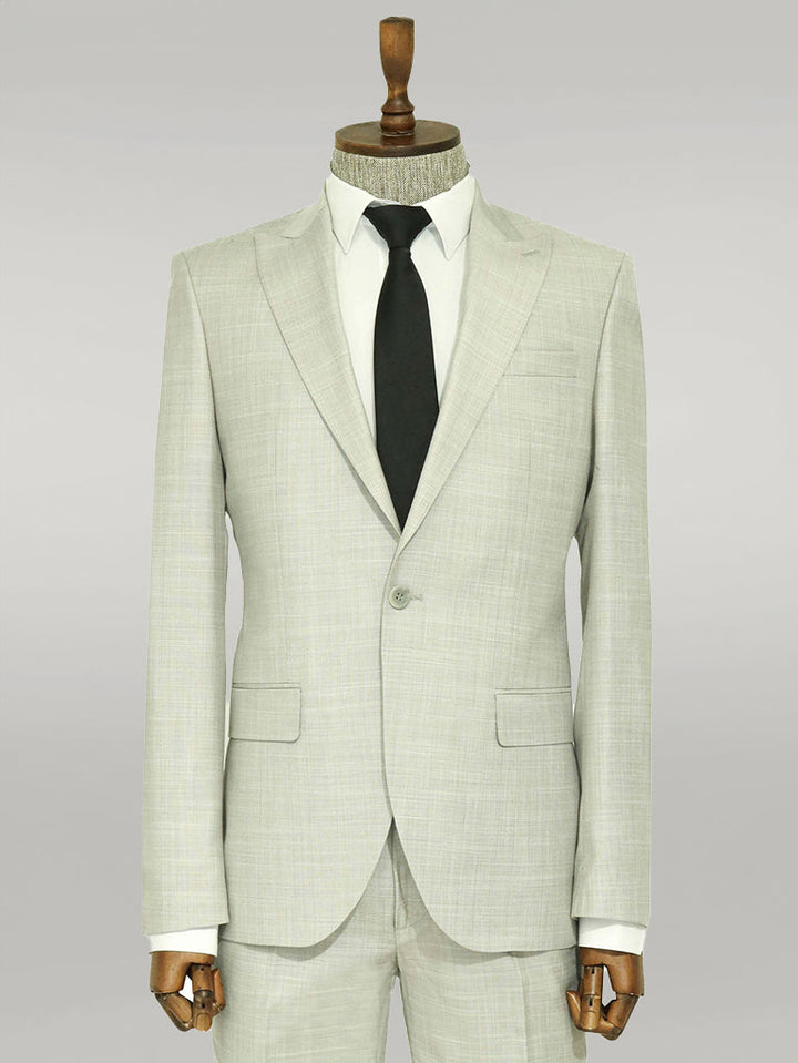 WSS Two Piece Slim Fit Single Button Light Grey Men Suit  - Singen