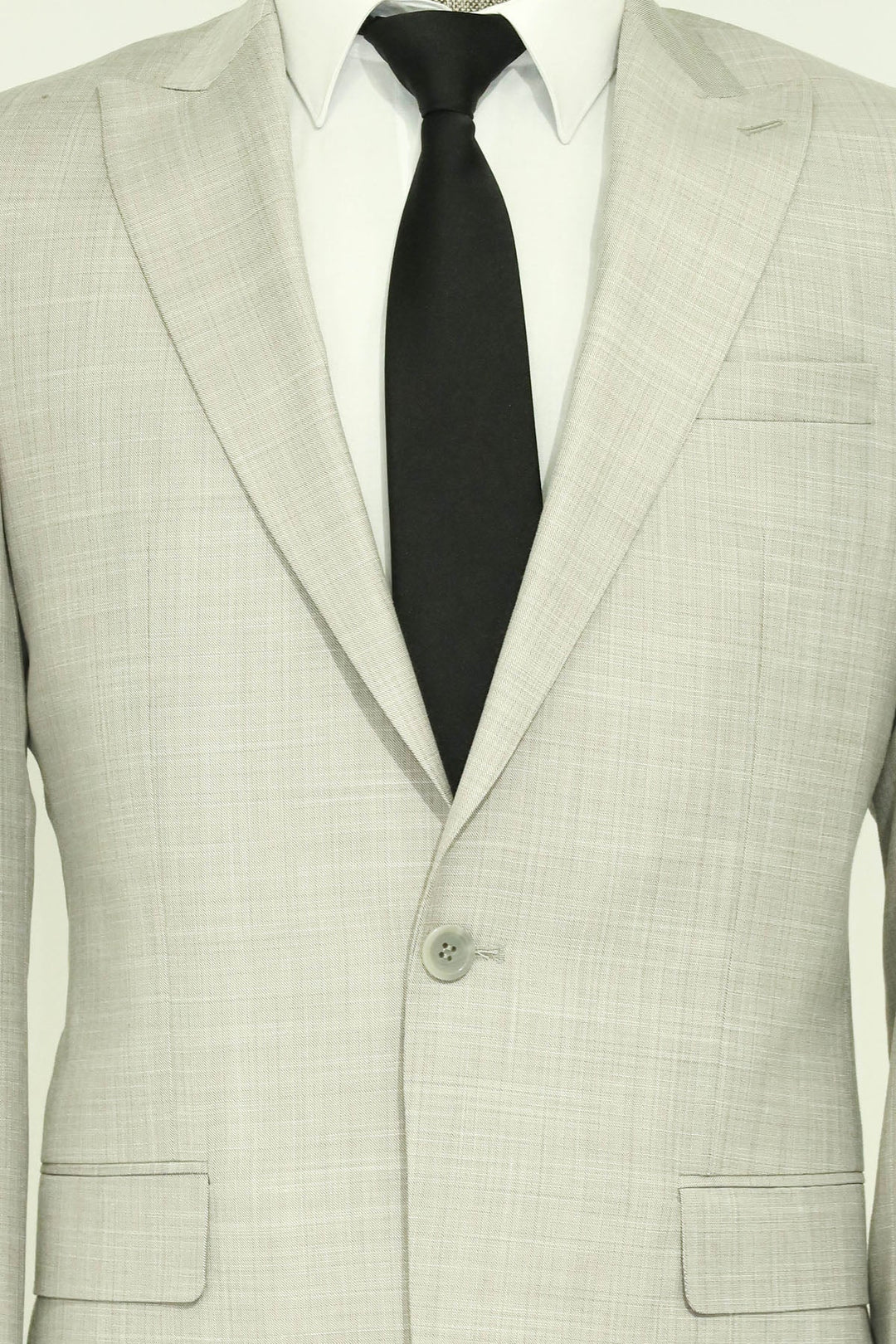 WSS Two Piece Slim Fit Single Button Light Grey Men Suit  - Singen